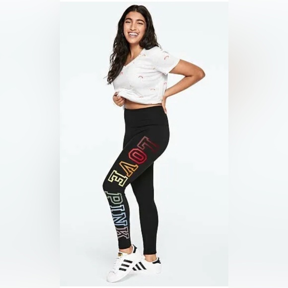 NWT Pink Victoria Secret High waisted full length leggings - Picture 1 of 5